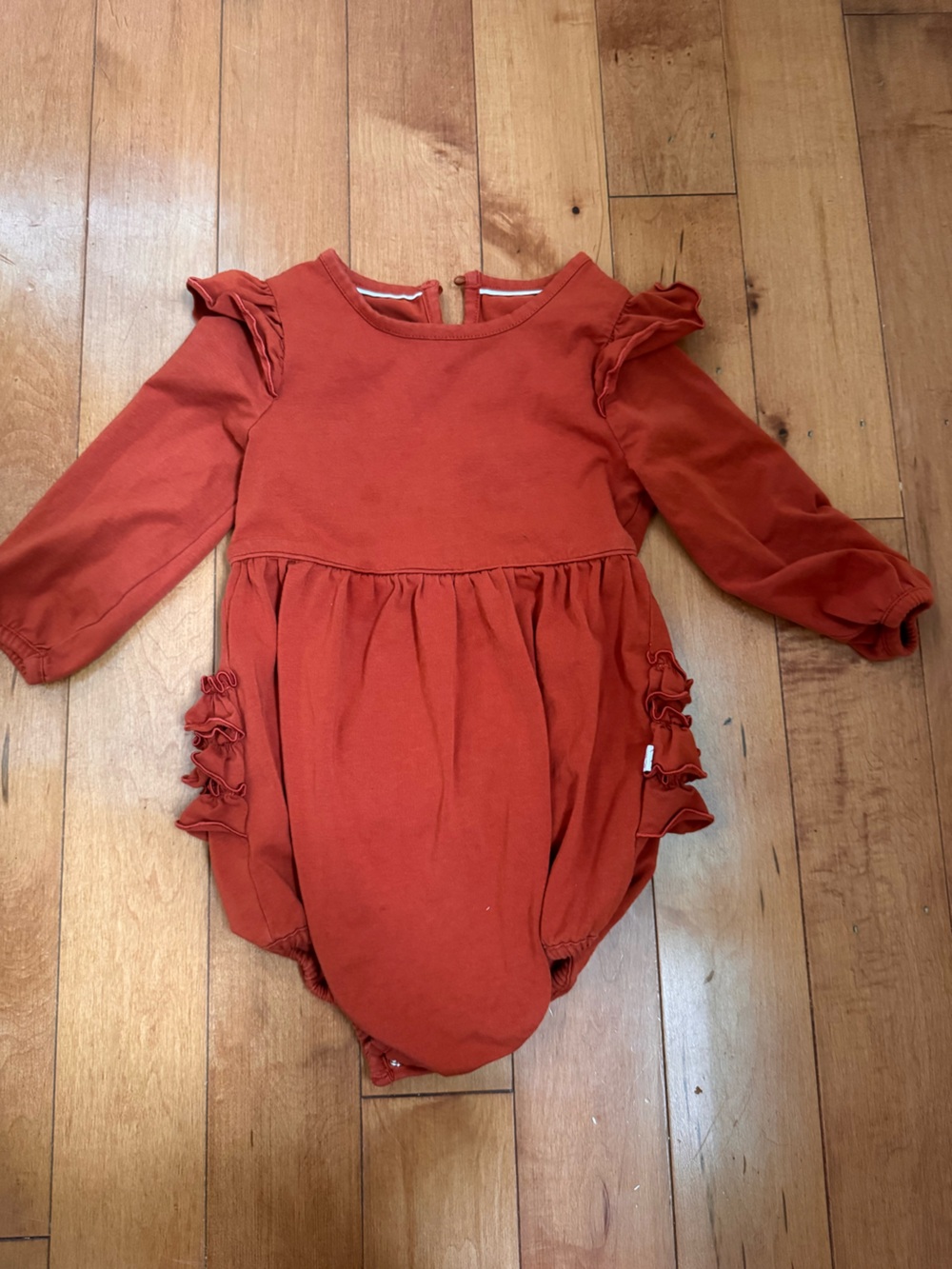 Ruffle Butts Rust Orange Ruffle-Sleeve Baby One-Piece